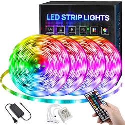 65.6ft/20M LED Strip Lights, 5050 SMD Color Changing Light Strip with Remote, 600LEDs Bright RGB LED Lights, for Bedroom, Kitchen, Party,DIY Home Decoration(4X16.4ft)