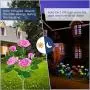 Solar Garden Lights Outdoor - Upgraded Realistic LED Solar Powered Rose Lights Flower Stake, Waterproof Solar Decorative Lights for Patio Pathway Courtyard Garden Lawn (Pink)