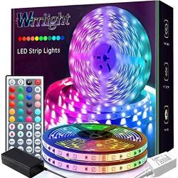 Led Strip Lights, Wrrlight 32.8FT RGB LED Lights Strip 5050 LED Tape Lights Flexible Color Changing LED Lights with 300LEDs Light Strips and 44 Keys IR Remote for Bedroom, Kitchen, DIY Home Decoration