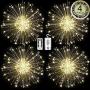 WGCC 4 Pack Firework Hanging Lights 120 LEDs 8 Modes Copper Wires Hanging Battery Operated Decorative Lights with Remote, Waterproof Starburst String Lights, Fairy Lights for Home, Indoor & Outdoor