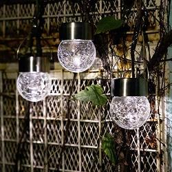 SUNWIND Hanging Solar Ball Lights Outdoor - 8 Pack Cracked Glass Decorative Garden Lights Waterproof Solar Lanterns for Yard, Patio, Fence, Tree, or Holiday Decoration(White)