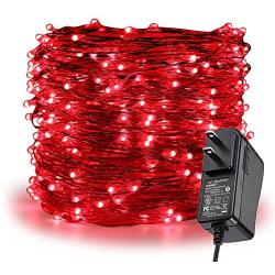 ER CHEN Fairy Lights Plug in, 99Ft/30M 300 LED Silver Coated Copper Wire Starry String Lights Outdoor/Indoor Decorative Lights for Bedroom, Patio, Garden, Party, Christmas Tree (Red)