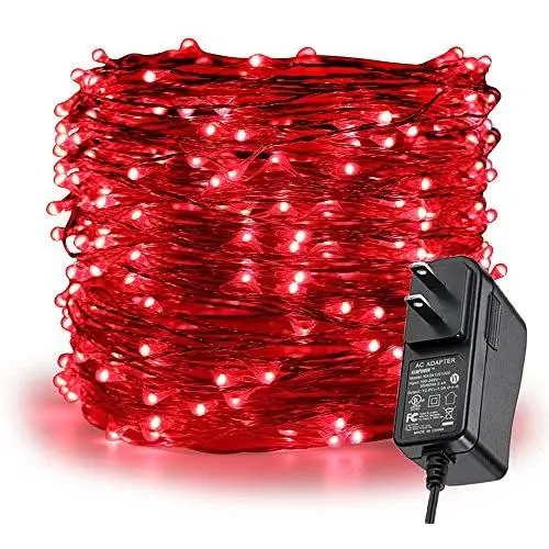 ER CHEN Fairy Lights Plug in, 99Ft/30M 300 LED Silver Coated Copper Wire Starry String Lights Outdoor/Indoor Decorative Lights for Bedroom, Patio, Garden, Party, Christmas Tree (Red)