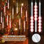 Number-one Meteor Shower Lights, LED Falling Rain Lights 30cm 8 Tube 192 LEDs Falling Raindrop Light, Waterproof Icicle Snow Fall String Lights for Xmas Tree Parties Wedding Garden (Red)