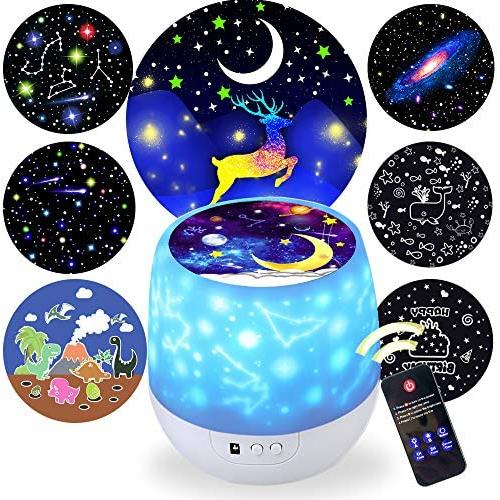 Kids Night Light Projector,Remote Control Star Light Projector with LED Timer and USB Cable, 360 Degree Rotation Kid Night Light Lamp Bedroom Best Gifts for Kid,7 Set of Films