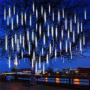 Meteor Shower Lights Christmas Lights LED Falling Rain Lights 30cm 8 Tubes Icicle Snow Raindrop Outdoor String Lights for Christmas Trees Holiday Decoration Wedding Party Patio Garden (White)