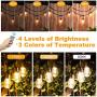 3-Color in 1 Dimmable Solar String Lights Outdoor,48ft LED Patio String Lights with Remotes,15 Hanging Sockets,Waterproof Shatterproof,Warm White Daylight White Lights for Backyard,Garden