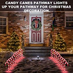 Christmas Candy Cane Pathway Makers Lights, 10inch Set of 10 Candy Canes Lights Outdoor, TIGOMOOV Candy Cane Lights Christmas Decorations Outdoor for Yard,Garden