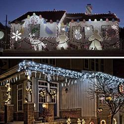 Icicle Lights Outdoor Christmas Lights 400 LED String Lights Curtain Fairy Light with 75 Drops, 33ft 8 Modes Decor for Christmas Thanksgiving Halloween, Cool White