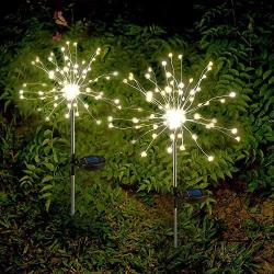 Solar Fireworks Light Outdoor 90L Garden Lights 8 Modes Starburst Lights Pathway Patio Lawn Backyard Christmas Party Holiday Wedding Decorative Lights (90LED Warm White-Oval)