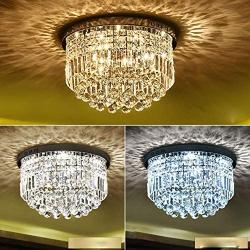 Modern K9 Crystal Raindrop Chandelier Lighting Flush Mount LED Ceiling Light Fixture Pendant Lamp for Dining Room Bathroom Bedroom Living Room (Crystal Ceiling light1)