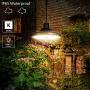 Solar Lights Outdoor Indoor,HUOKU LED Solar Pendant Light Motion Sensor with Remote Control,IP65 Waterproof,Solar Shed Light with Double Head for Shed,Yard,Patio,Barn,Garage,3000K