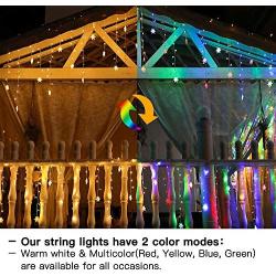 360 Led Snowflake Icicle Lights Christmas Lights Outdoor Color Changing Window Curtain String Fairy Light for Indoor House Window Home Wall Patio Yard Garden Porch Holiday 40ft 8 Modes