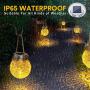 DBF Solar Lights Crackle Glass Ball, Amber Warm LED Hanging Solar Lantern Outdoor Waterproof Solar Patio Lanterns Decorative with 2 Optional Modes Solar Powered Jar Lamp for Garden Deck Yard, 2 Pack