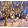 Joiedomi 2Packs Christmas Meteor Shower Lights Falling Rain Drop Icicle String Lights 240 LEDs 8 Tube 30cm/12inch (Warm White) for Christmas Holiday Party Home Patio Outdoor Decoration