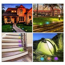 HiSolar 8 LED Solar Ground Lights 8 Pack RGB Color Changing Solar Garden Lights Outdoor Disk Lights Waterproof In-Ground Outdoor Landscape Lighting for Lawn Patio Pathway Yard Walkway (Purple)