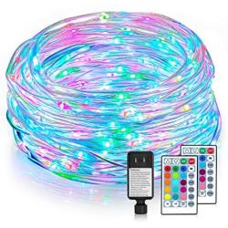 132Ft LED Rope Lights with 400 LEDs, Outdoor Waterproof 16 Colored Remote Control Plug in RGB Multi Color Fairy String Lights, for Bedroom Patio Décor Wedding Christmas Party