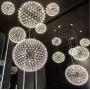LAKIQ Modern LED Chandelier Lighting Fixture Chrome Stainless Steel Firework Shape Hanging Pendant Lights for Living Room Dining Room Restaurant Bar Cafe Hotel (19.5, White Light)