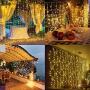 Ollny Curtain Lights Fairy String Twinkle Lights 200 LED 6.6 Ft with 8 Lighting Modes Remote, Dimmable Warm White Lights for Bedroom Christmas Wedding Party Home Garden Outdoor Indoor Wall Decorations