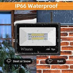 Wixann Smart WiFi LED Flood Light Outdoor 40W 4000LM Dimmable RGBCM Color Changing Stage Light Compatible with Alexa & Google Home (No Hub Required) IP66 Waterproof Outdoor Security Lights, 2 Pack