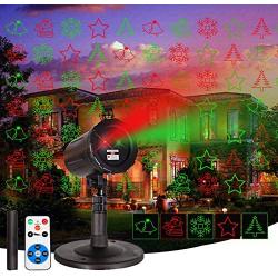 Laser Christmas ProjectorLights Outdoor Waterproof Projector Lights Garden Christmas Lights Star Show with Christmas Decorative Pattern Sand Remote Control for Indoor Outdoor GardenPatio Wall