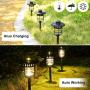 Solpex Solar Path Lights Outdoor, Glass and Bronze Finished, 2 Bright LEDs per Light, Waterproof Automatic Solar Lights Outdoor for Patio, Yard, Lawn, Garden and Landscape-Warm White (6 Pack)