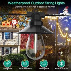 LED Outdoor String Lights 48FT Cafe Lights, Plastic Vintage Edison Bulbs,15 Sockets and Loops, Shatterproof and Waterproof, ETL&Commercial Grade, for Garden Backyard Christmas Party