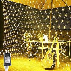 LED Lights Net 10ft X 6.6ft 200 Mesh String Lights Low Voltage with 8 Modes for Christmas Trees Bushes Wedding Party Garden Bedroom Indoor Outdoor Decorations (Warm White)