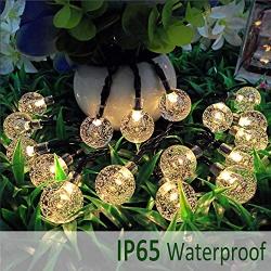 Solar String Lights Outdoor, 40 LED 25 Ft Crystal Balls Waterproof Globe Solar Powered Fairy String Lights for Bedroom Garden Yard Home Patio Wedding Party Holiday Decoration