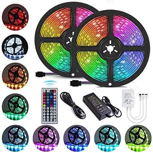 LED Strip Lights for Bedroom, YORMICK 32.8 Feet 300-LED SMD 5050 Waterproof Flexible RGB Strip Lights with 44 Keys IR Remote for Ceiling Bar Counter Cabinet Lighting Decoration