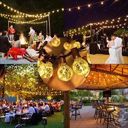 Patio String Lights Led Waterproof - IELECMG 32.8FT 32 Bulbs(2 Spare) G40 Globe String Lights -Led String Lights Outdoor Dimmable Decorative Lighting Remote Control for Garden Wedding Christmas Party