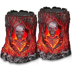 MAOKOT Solar Lights Outdoor, Stump On Fire Torch Lights, Dancing Flame Lantern Lights, Solar Powered Landscape Lights for Garden Patio Pathway Deck Yard Decor, 2 Pack
