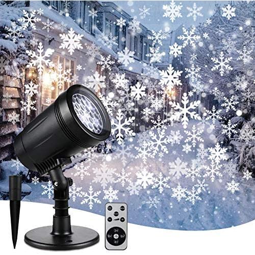 Christmas Snowflake Projector Lights, Weatherproof Led Projector Outdoor and Indoor, White Adjustable Snowflake Projector with Upgrade Wireless Remote Control, Spotlights Decor, Holiday,Wedding