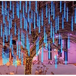 Joiedomi Christmas Meteor Shower Lights Falling Rain Drop Icicle String Lights 240 LEDs 8 Tube 30cm/12inch for Christmas Holiday Party Home Patio Outdoor Decoration (Blue)