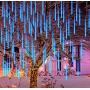 Joiedomi Christmas Meteor Shower Lights Falling Rain Drop Icicle String Lights 240 LEDs 8 Tube 30cm/12inch for Christmas Holiday Party Home Patio Outdoor Decoration (Blue)