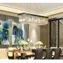 Moooni Rectangular Clear Crystal Chandelier Lighting Modern Dining Room Pendant Lighting Painted Black Finish L31.5'' x W9.8'' x H9.8''