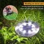 Biling Solar Disk Lights Outdoor, 8 LED Bulbs Solar Ground Lights Outdoor Waterproof for Garden Yard Patio Pathway Lawn Driveway - White (12 Pack)
