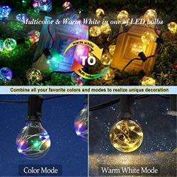 IELECMG Led Outdoor String Lights - Warm White & Multicolor 34.4FT G40 Patio Lights 32 Bulbs(2 Spare) Waterproof Linkable Dimmable Globe String Lights with Remote for Porch Party Garden Decorations