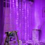 Funpeny Window Curtain String Light, 300 LED 8 Lighting Modes Fairy Lights Remote Control USB Powered, Waterproof Lights for Christmas Bedroom Party Wedding Home Garden Wall Decorations, Purple