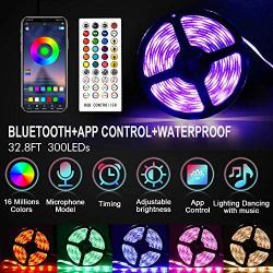 LED Strip Lights Music sync APP Control,Waterproof Flexible RGB LED Strip Lights 32.8ft Color Changing Rope Lights LED Tape Lights Neon Mood Lights Room Bedroom