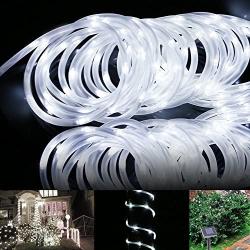 Solar Rope Lights Outdoor Lychee 16.5ft 50LED Waterproof Solar Power String w/ Light Outdoor Rope Lights Ideal for Home Garden Party Wedding Decoration (White)