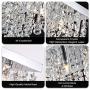 WIFUME Crystal Chandelier, Modern Crystal Square Flush Mount Ceiling Light Fixture, Crystal Ceiling Lamp, 4 Lights Pendant Light for Dining Room Hallway Bedroom Living Room Kitchen, Wide11.8''