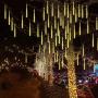 Meteor Lights,30cm 8 Tubes 248 LED Meteor Shower Raindrop Lights Waterproof Snow Falling Icicle Lights Outdoor Cascading String Lights for Garden Party Wedding Christmas Tree Patio（Warm White）