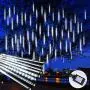 Meteor Shower Icicle Christmas Lights Outdoor, 11.8 Inches 8 Tubes 192 Led Dropping Lights Connectable, Waterproof Hanging Falling Rain Lights for Tree Bushes Holiday Christmas Tree Lights, White Meteor Shower Icicle Christmas Lights Outdoor, 11.8 Inches 8 Tubes 192 Led Dropping Lights Connectable, Waterproof Hanging Falling Rain Lights for Tree Bushes Holiday Christmas Tree Lights, White