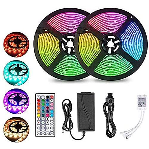 LED Strip Lights 32.8ft,Upgrade Flexible Rope Lights Color Changing 5050 RGB 300 Neon LEDs Light Strips Kit with 44 Keys Remote and 12V Power Supply for Bedroom, Room, Wall,Home,Kitchen,Christmas