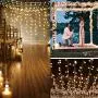 AMIR Upgraded Window Curtain String Lights, Sound Activated Function Can Sync with Any Voice, 9.8 FT 300 LED USB Powered Room Decor Lights, Wedding Party Birthday Christmas Halloween Decorations