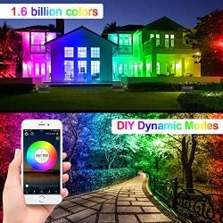 RGBCW LED Flood Light 24W 2700K-6500K&16 Million Color Changing Stage Lights, Bluetooth Mesh Smart Outdoor Lights for Party, IP66 Waterproof, US Plug