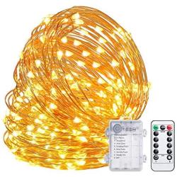 TingMiao Fairy Lights 33ft 100 LED String Lights Battery Operated with Remote Waterproof Copper Wire Lights for Indoor Decorative Lights