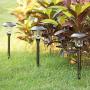 BEAU JARDIN 8 Pack Solar Lights with 7 Color Changing Pathway Outdoor Garden Stake Glass Stainless Steel Waterproof Auto On/Off Sun Powered Landscape Colorful Lighting Effect for Walkway Spike Bronze