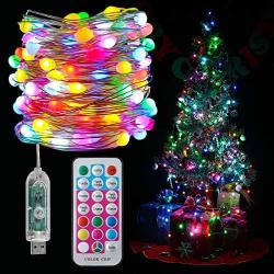 ZHIJIAN Color Changing Fairy String Lights with Remote - 33Ft 100 LED Waterproof Firefly - Multicolor Twinkle Christmas Lights Decorative Lights with USB Plug for Wedding Party Dorm Bedroom